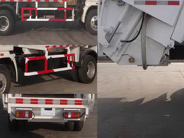 Kitchen Garbage Compactor Truck Diesel Engine Red And White Color