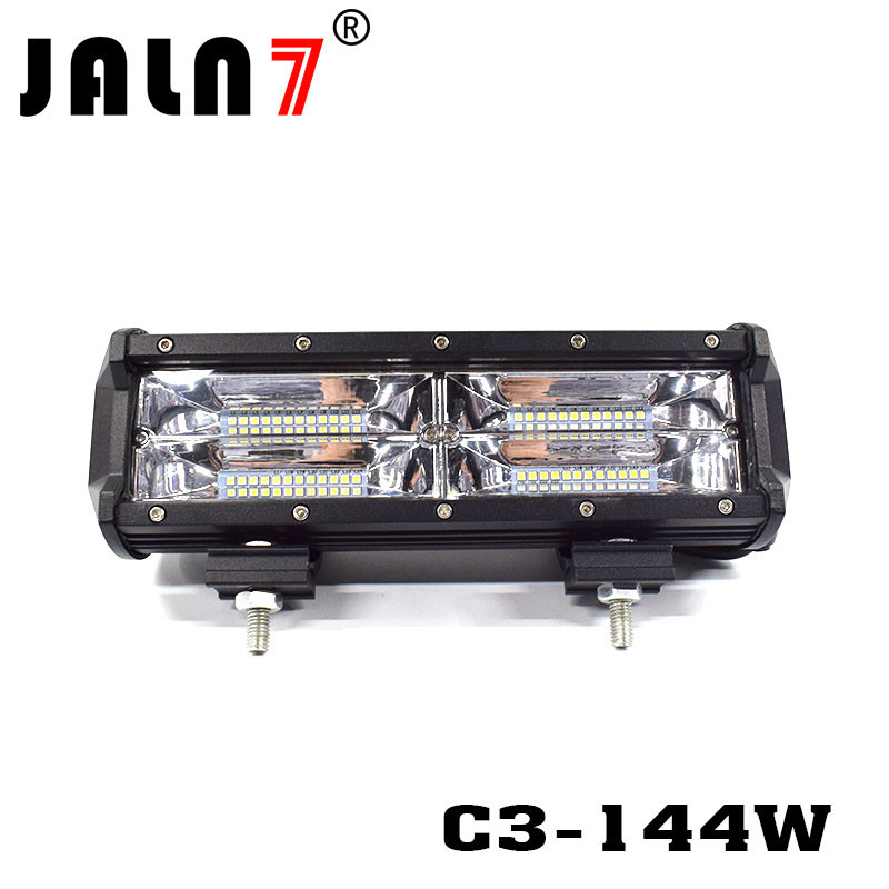 LED Light Bar JALN7 144W 3Rows Flood Beam LED Driving Lamp Super Bright Off Road Lights LED Work Light Boat Jeep