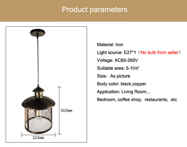 Loft Creative Personality Single Head Iron Retro Industrial Lighting Restaurant Office Coffee Shop Light(WH-VP-198)