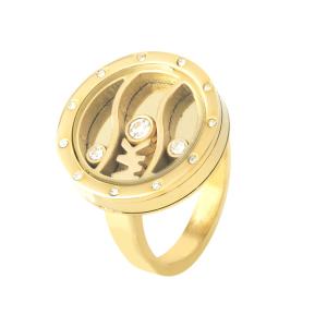 Quality 18K Gold Plated Ring Stainless Steel, Diamond Customized Engraved Couple Ring wholesale