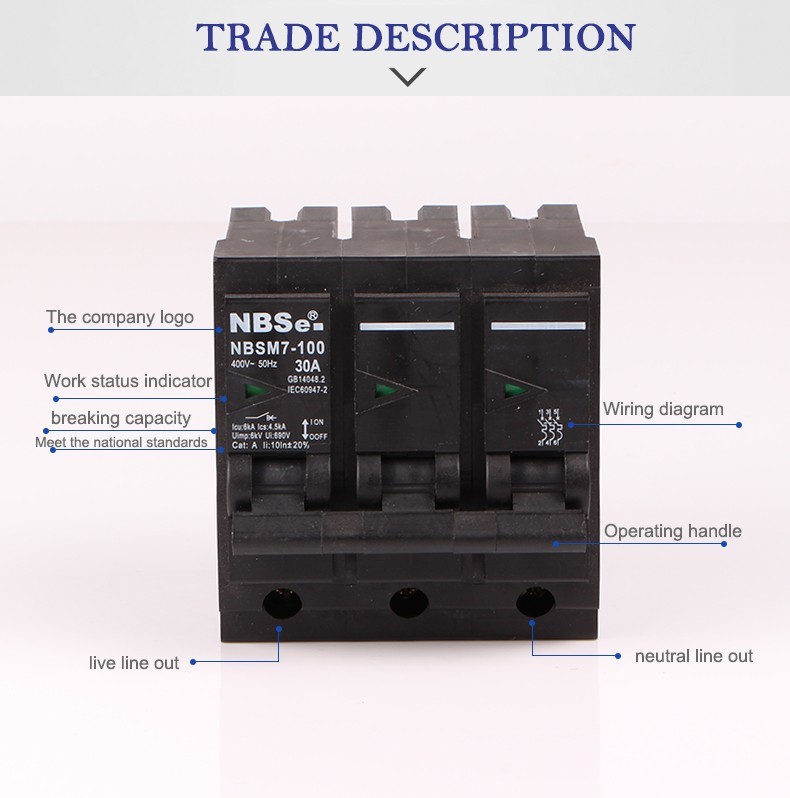 NBSM7-100 1P 40A Plug In Type Circuit Breaker , Single Pole Circuit Breaker