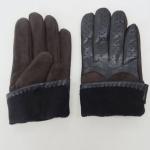 Touch Screen Mens Black Leather Winter Gloves , Soft Plain Style Mens Fashion