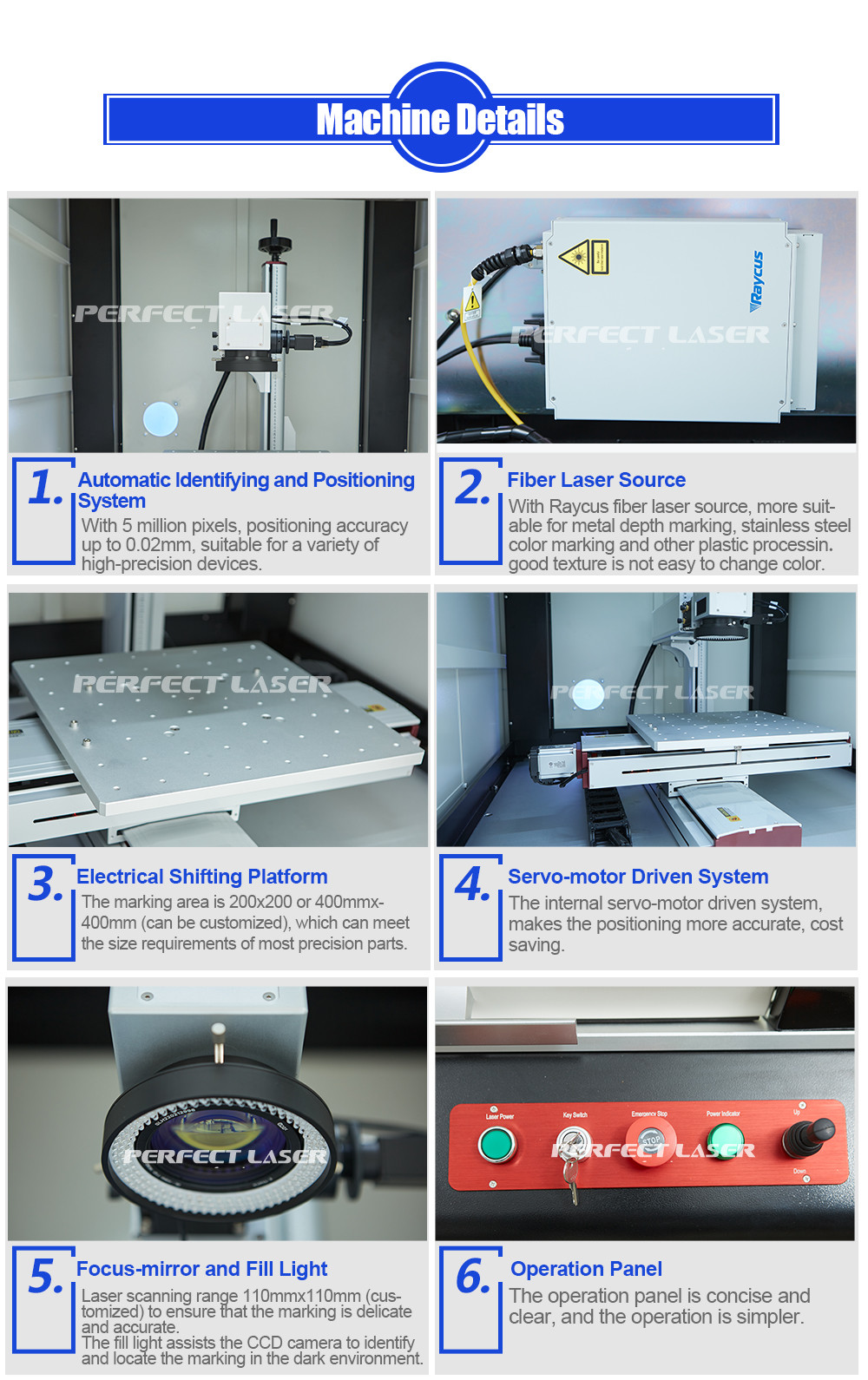 LCD Control Automatic CCD Camera Fiber Laser Marker Machine For Aluminum Brass