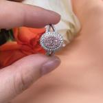 D 0.89ct D 0.938ct Lab Grown Pink Diamond Engagement Ring Oval Cut