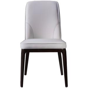 Quality Elegant Luxury White Leather Dining Room Chairs With Wooden Legs wholesale