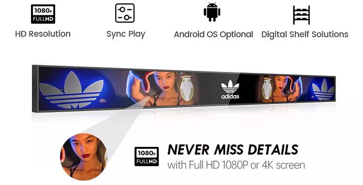 46.6 Inch Bar Stretched lcd display panel Shelf Edge Lcd Display