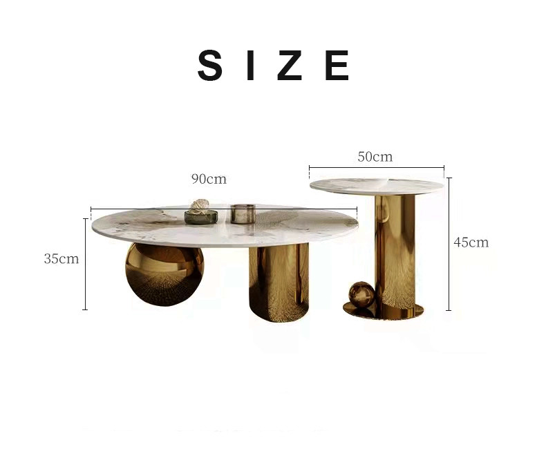 Marble Top Circle Combination Coffee Table Elliptic Shape For Apartment