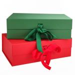 Folding Magnetic Cardboard Paper Gift Box With Ribbon Handle For Jewelry Cuttery