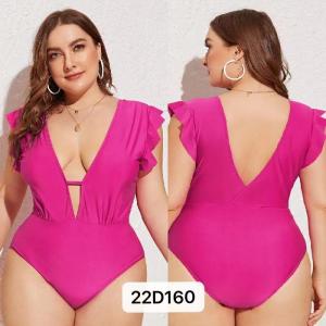 Quality Pink V Neck Large Size Ladies Swimwear Bikini Plus Size Swimming Suits For Women Summer wholesale
