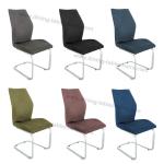 Leisure Stainless Dining Chair Polyester Fabric Brown Shell Brushed Stainless
