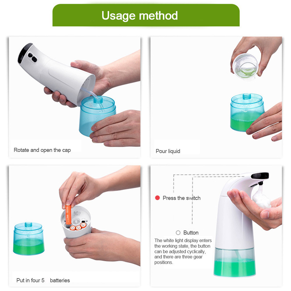 Electric Battery Touchless Infrared Sensor 3 Gear Auto Foam Soap Dispenser