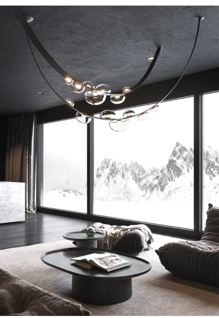 Modern Black Leather Chandelier for Living Room Hall Villa Home Long Chandelier(WH-MI-401)