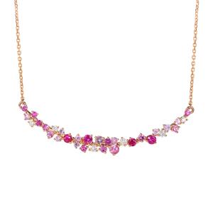 Quality 3.2 Grams 45cm Chain Floral Cluster Necklace 18K Red Ruby Pendant wholesale