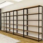 Customized Color Metal And Wood Storage Shelves , Steel And Wood Bookshelf