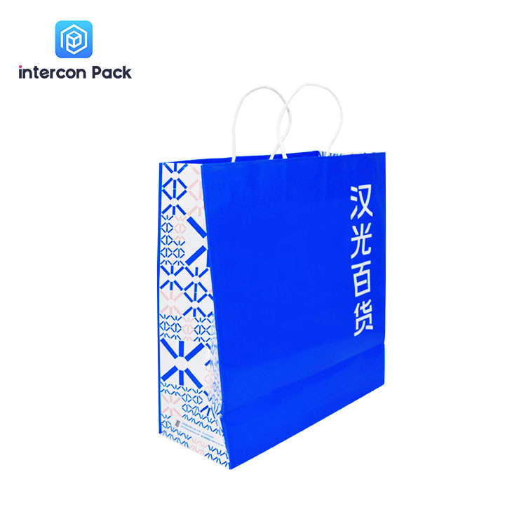 4C Offset Embossed Kraft Shopping Bags With Handles Gravure Printing