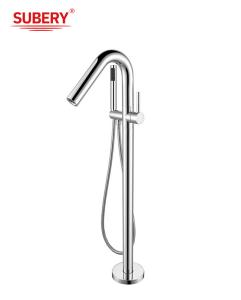 Quality Floor Mounted Freestanding Bathtub Faucets Rose Golden Brass Chrome wholesale