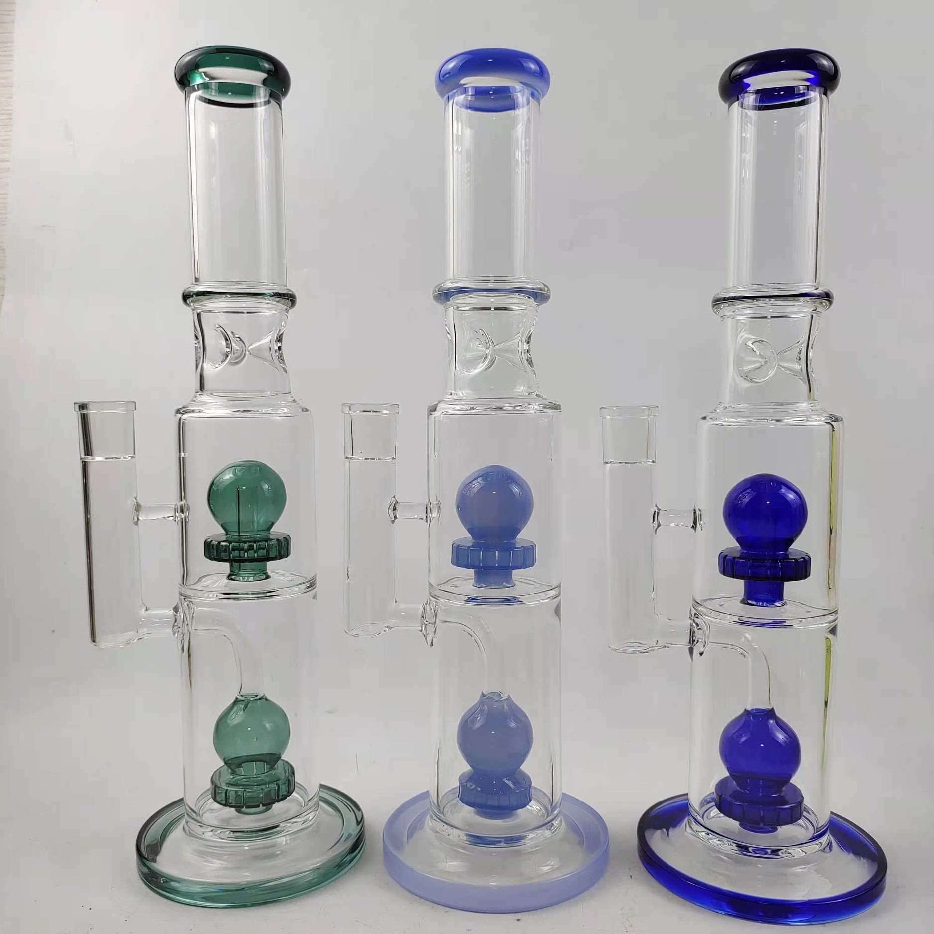 Glycerin Freezable Coil Straight Tube Glass Smoking Water Pipe 18 Inches