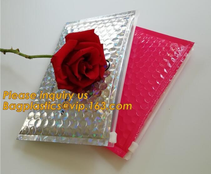 Cosmetic Pink Slider Padded Bag/Silver k Bag With Bubble,Padded Envelopes Cheap Aluminium Foil k Holographic