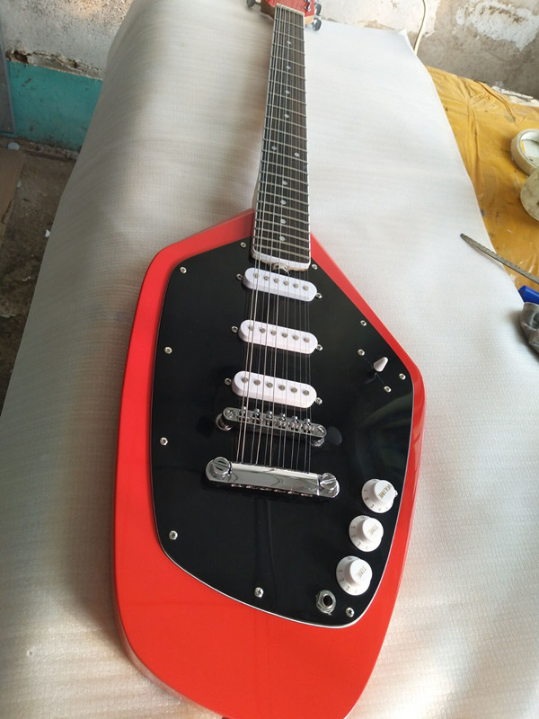 Left Hand Irregular 12 Strings Electric Guitar in Black Mahogany Body Neck Back Sides Free Shipping
