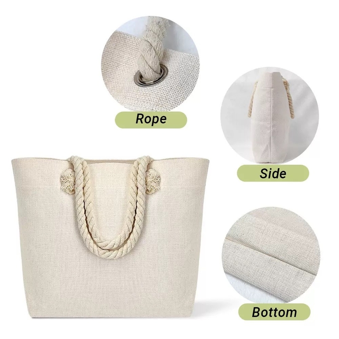 Custom Sublimation Blank Linen Tote Bag For Sublimation Photos Printing