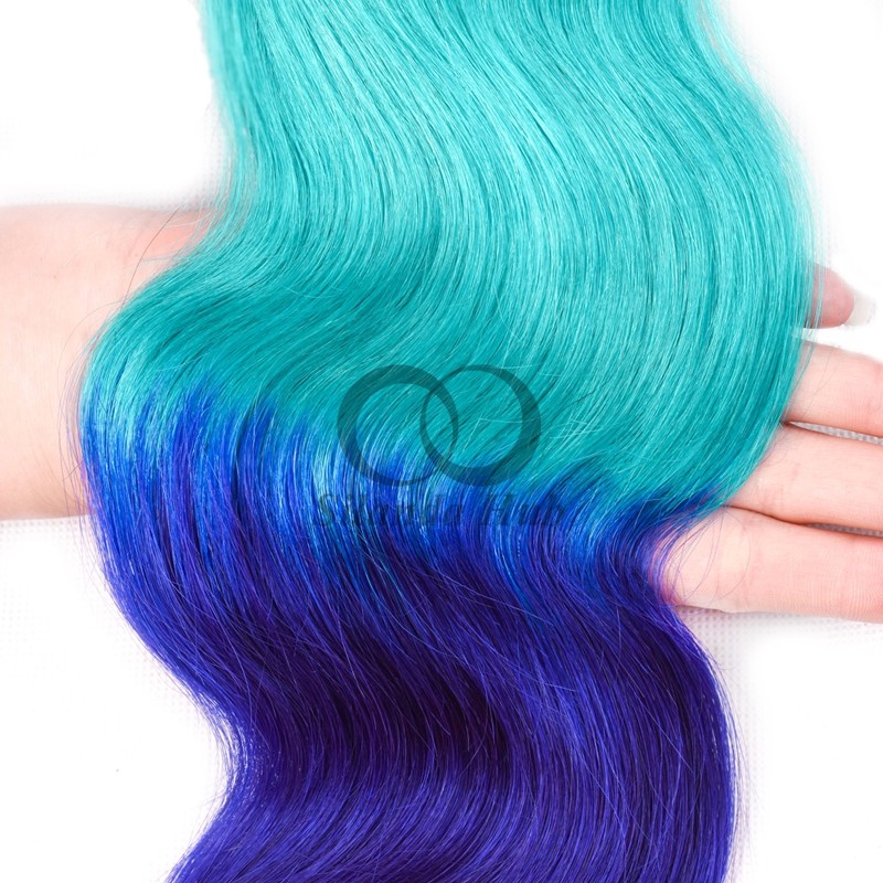 #T1B/Light Blue/Blue Body Wave Remy Human Hair Bundles Sew In Weave Bundles Brazilian Bundle Deals