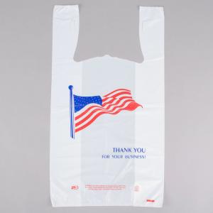 Quality American Flag Pattern T Shirt Shopping Bags Heavy Duty HDPE Material wholesale