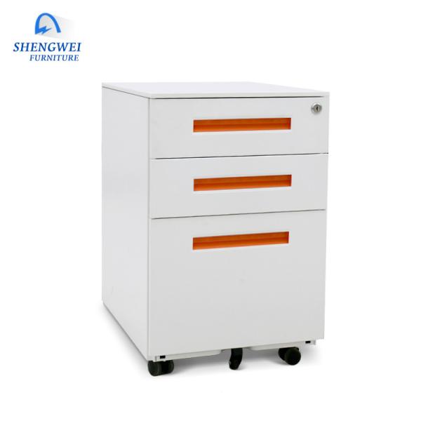 Cheap Office Three Drawers Lockable Metal Filing Cabinet With 4 Casters for sale