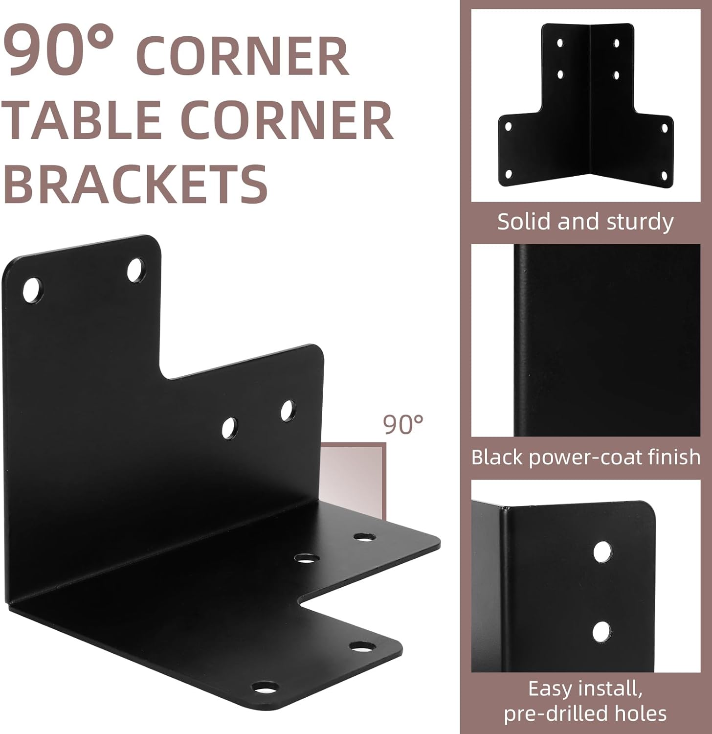 Triangle Bracket Heavy Duty 3 Side Way 90 Degree Support Workbench Corner Edges Black