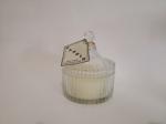 Large decor glass scented candle with decor lid, printed hang card