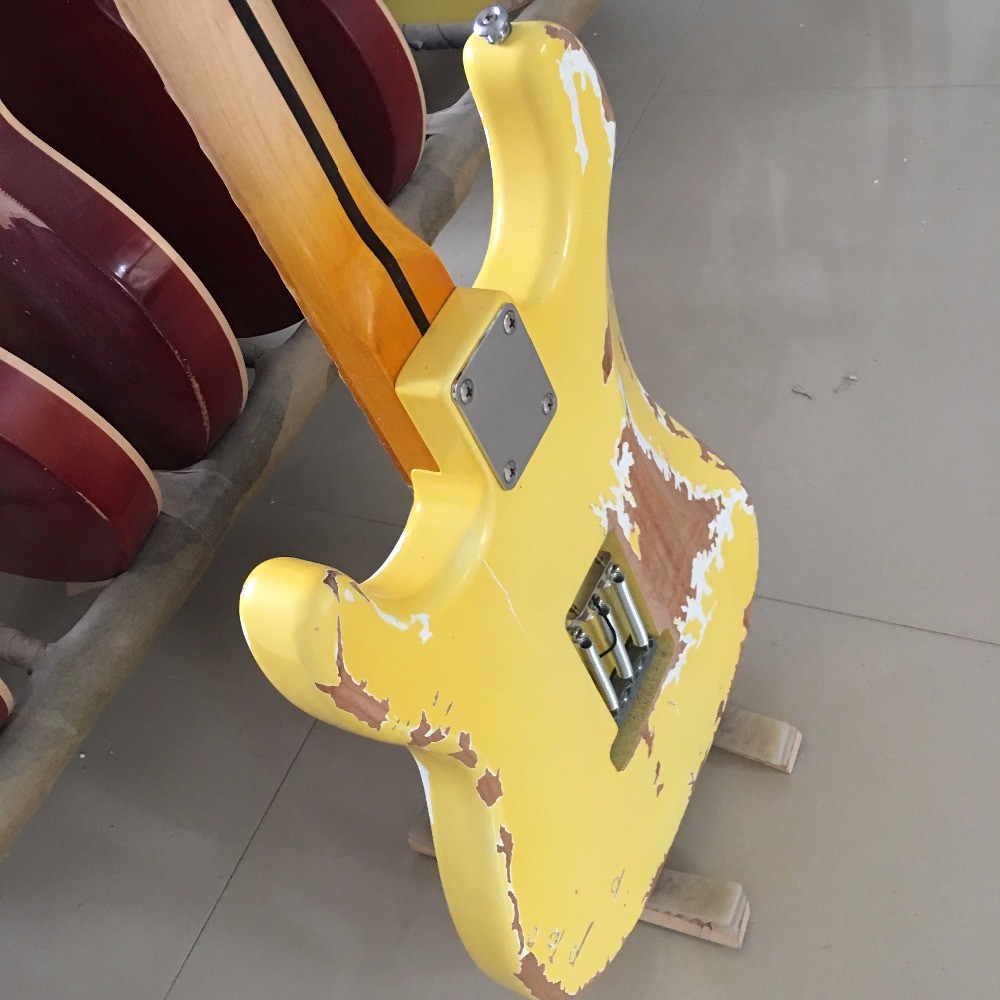 Maple scalloped fingerboard relic classical st electric guitar,handmade aged st guitar
