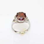White Gold Plated 925 Silver with 9mmx11mm Pink Cubic Zirconia Ring(R166)