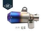 Round Short Motorcycle Exhaust Muffler Pipes With Straight Through Perforated