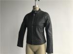 Dark Grey Zip Through Pleather Jacket For Ladies High Fashion LEDO1735