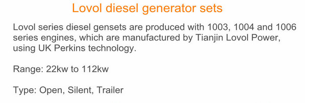 Automatic 220v - 690v Lovol Generators 28kva - 140kva Silent Type