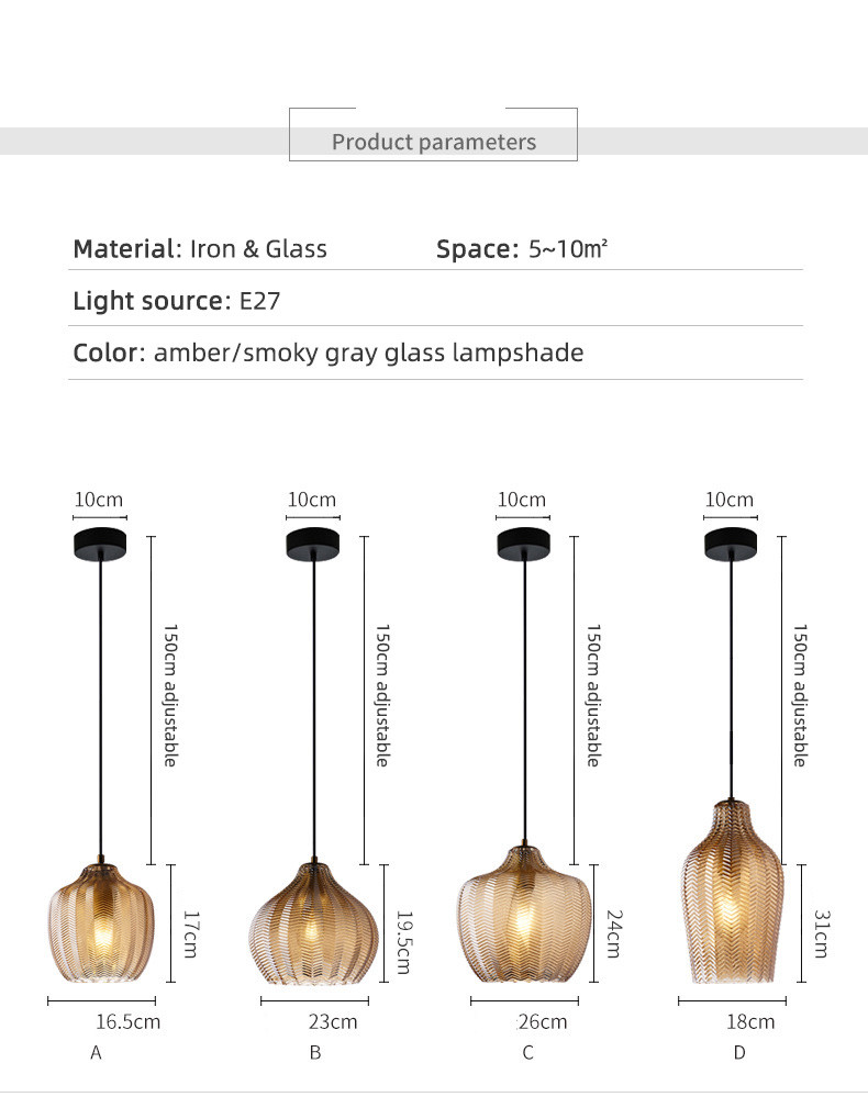 LED Glass Hanging Light Bedside Table Chandelier For Living Room Dining Bar Pendant Lamps(WH-GP-93)