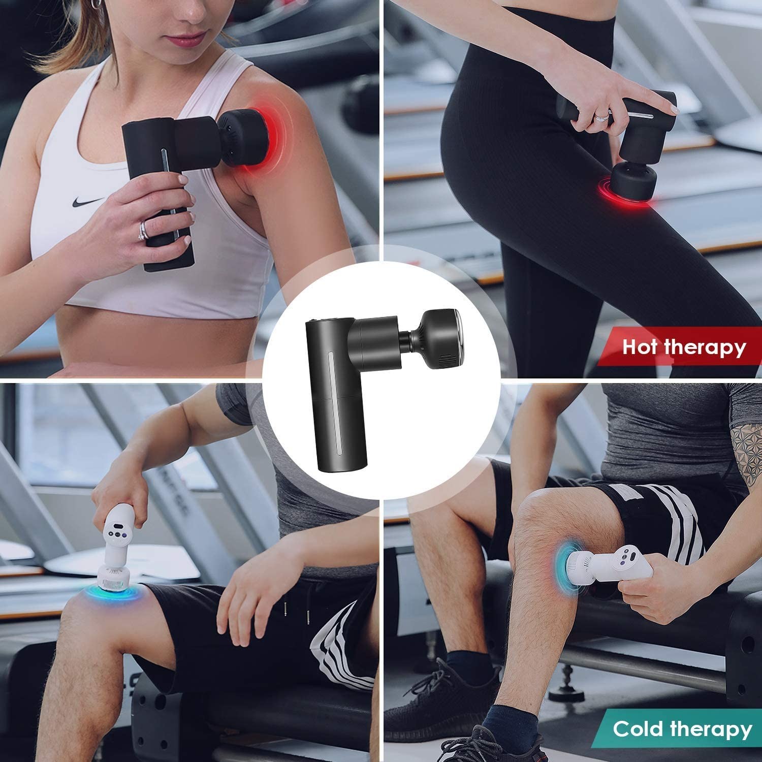 3000rpm Hot Cold Handheld Vibrating Muscle Gun Lightweight With Heating Head