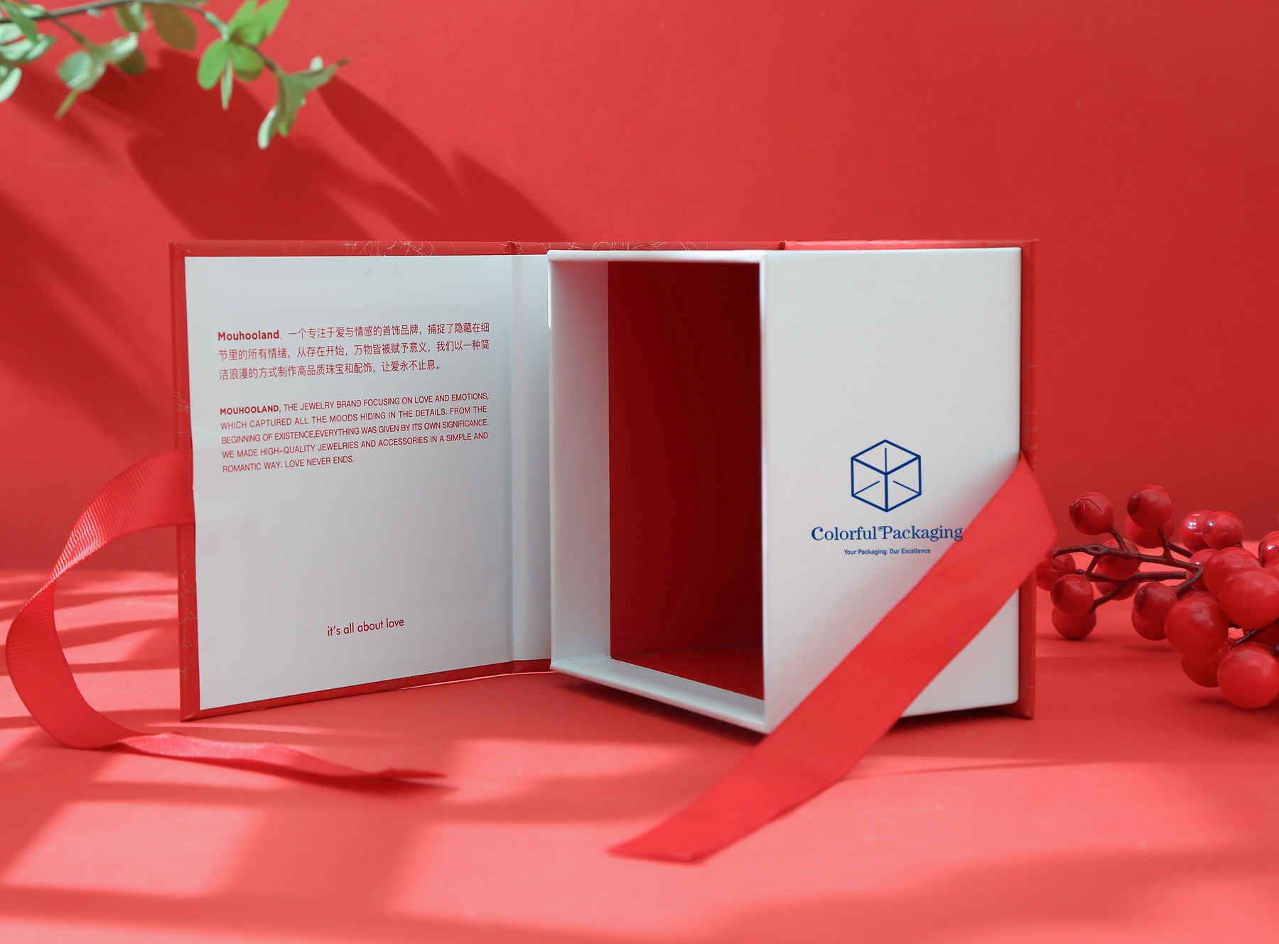 Gold Hot Stamping Rigid Cardboard Cosmetic Gift Box Packaging Book Shaped Folding