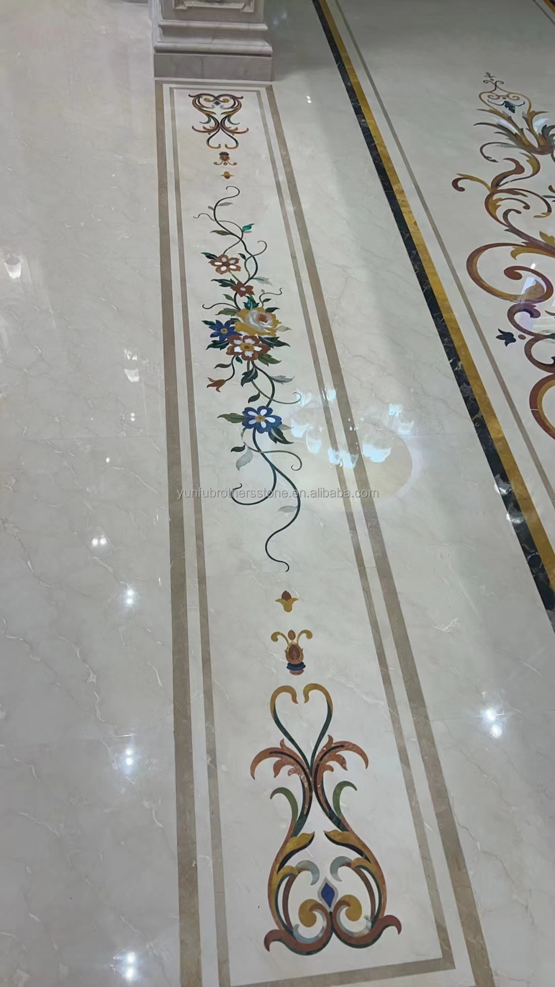 Customized Cut-To-Size Water Jet Marble Inlay Medallion for Modern Villa and Hotel