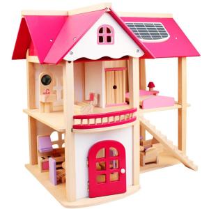 Quality Natural 37.5cm Diy Wooden Dollhouse Furniture Wooden Toy House Furniture wholesale