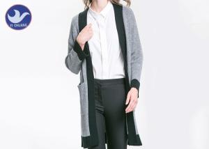 Quality Long Open Womens Knit Cardigan Sweaters Drop Shoulder Charcoal Black Apparel wholesale