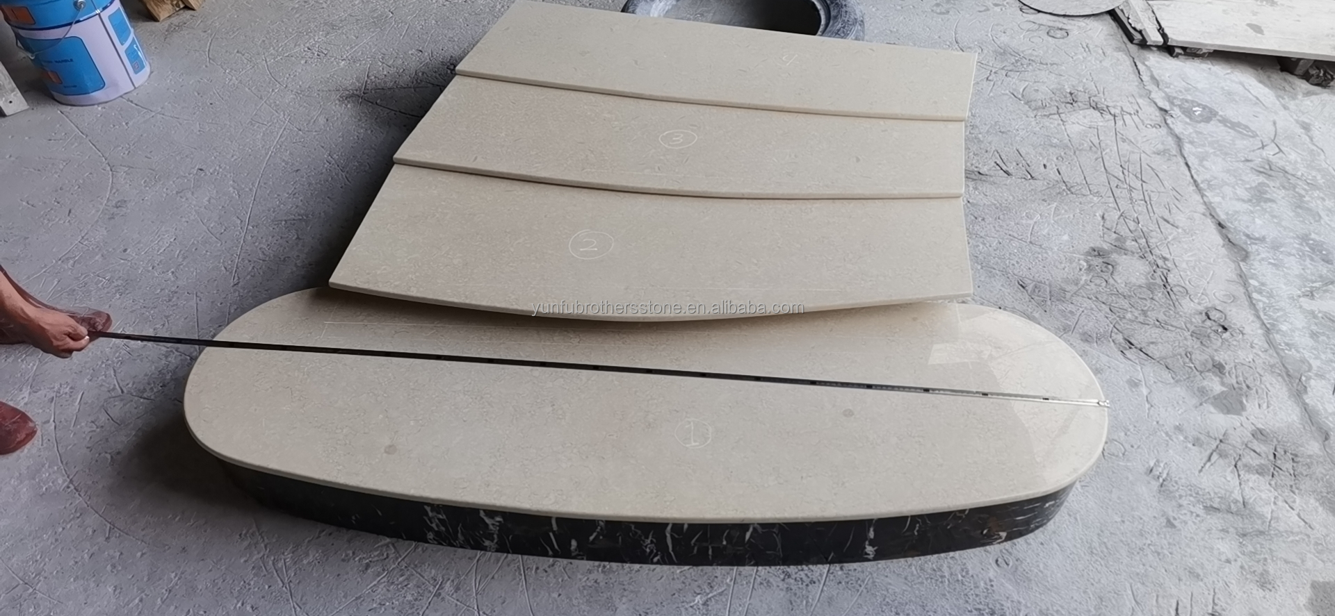 Foshan Custom Modern Honed Marble Big Slab Cut-to-Size Stairs for Home Interior Design
