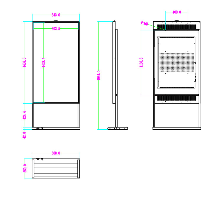 65 Inch Window LCD Display Manufacturers Single Sided Screen Store Front