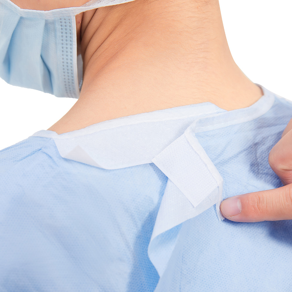Level 4 Spunlace Blue Disposable Surgical Gowns With Knitted Cuff Non Woven