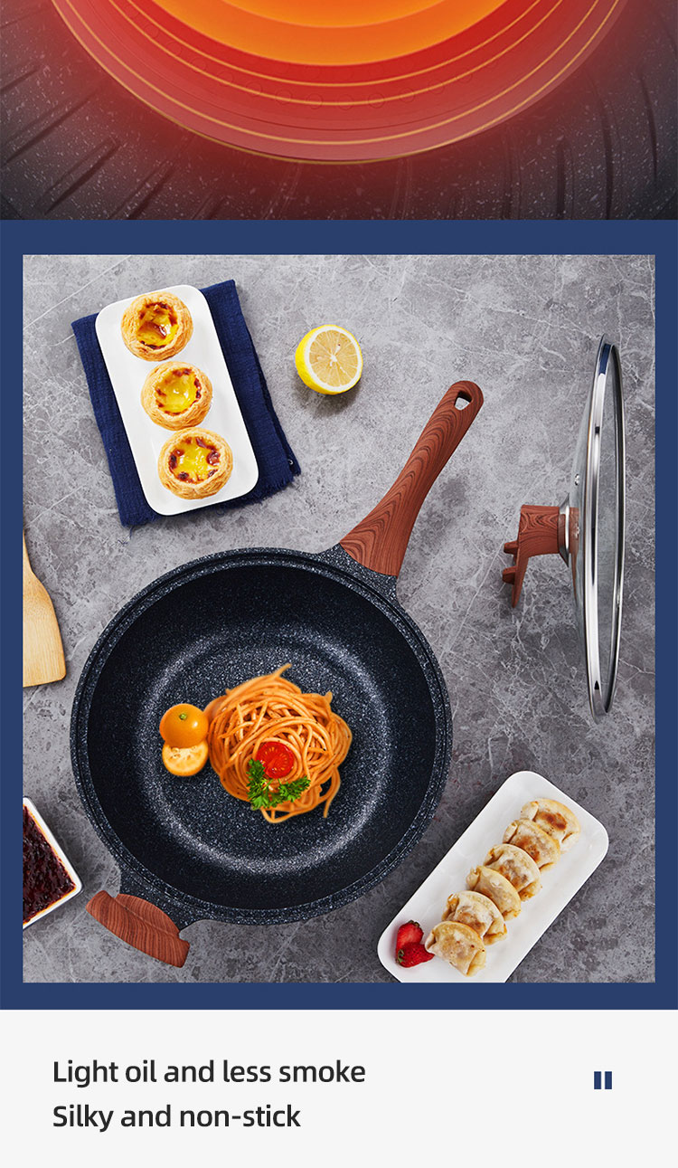 Hot Selling Maifan Stone Coating Saute Pans Aluminum Frypan Non Stick Deep Frying Pan With Lid