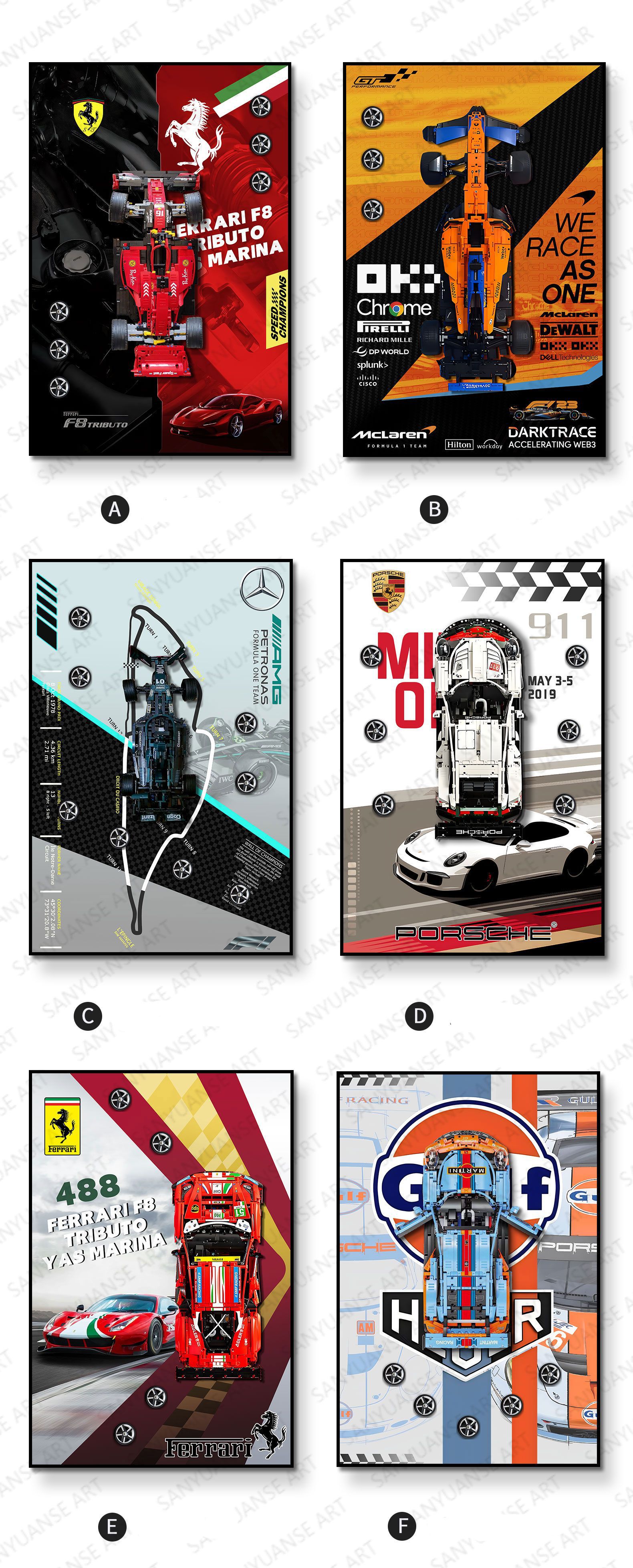 Creative Three-Dimensional Wall Murals Luxury Sports Car Background Hanging Painting