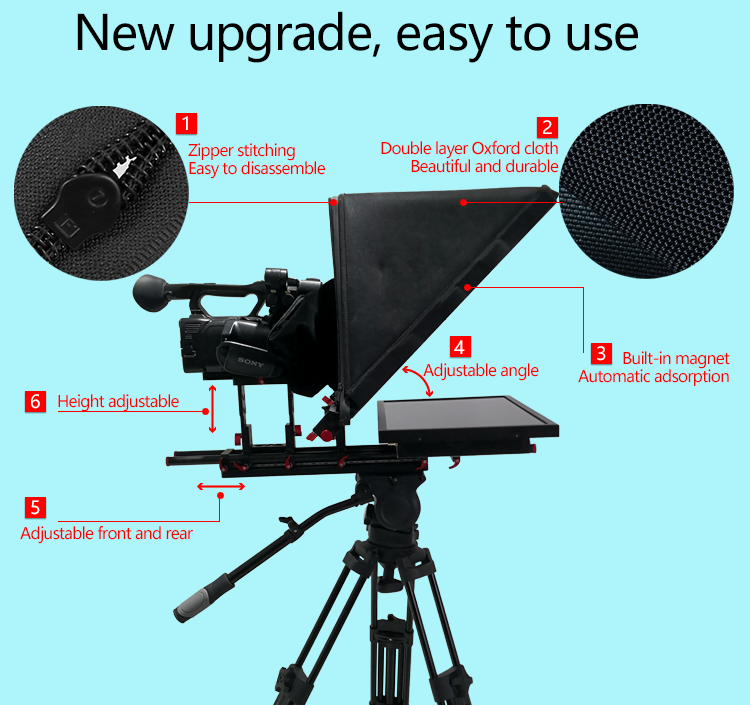21 Inch Screen Control Portable Teleprompter for Live Streaming Private Mold Video Device