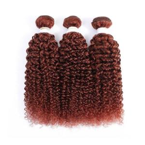 Quality #33 Dark Auburn Kinky Curly Remy Human Hair Bundles Sew In Weave Bundles Brazilian Bundle Deals wholesale