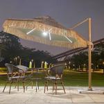Large Windproof Hawaiian Parasol Wooden Colored Steel Pole Tiki Thatch Beach