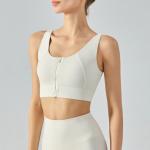 Nulu Front Zipper Yoga Tank Top High Strength Sports Bra With Cushion
