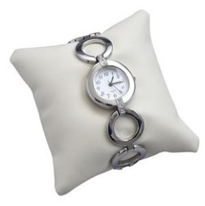 Quality White Leatherette Watch Display Pillows 9*9cm Dimension With Embroidered Logo wholesale